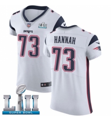 Men's Nike New England Patriots #73 John Hannah White Vapor Untouchable Elite Player Super Bowl LII NFL Jersey