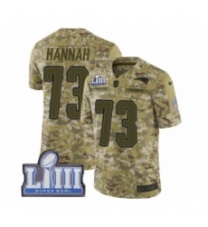 Youth Nike New England Patriots #73 John Hannah Limited Camo 2018 Salute to Service Super Bowl LIII Bound NFL Jersey