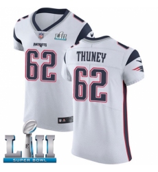Men's Nike New England Patriots #62 Joe Thuney White Vapor Untouchable Elite Player Super Bowl LII NFL Jersey
