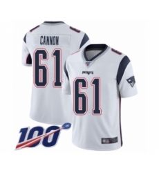 Men's New England Patriots #61 Marcus Cannon White Vapor Untouchable Limited Player 100th Season Football Jersey