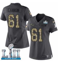 Women's Nike New England Patriots #61 Marcus Cannon Limited Black 2016 Salute to Service Super Bowl LII NFL Jersey