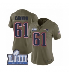 Women's Nike New England Patriots #61 Marcus Cannon Limited Olive 2017 Salute to Service Super Bowl LIII Bound NFL Jersey