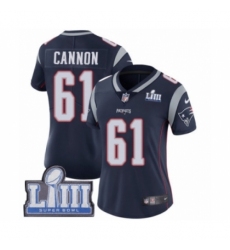 Women's Nike New England Patriots #61 Marcus Cannon Navy Blue Team Color Vapor Untouchable Limited Player Super Bowl LIII Bound NFL Jersey