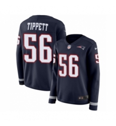 Women's Nike New England Patriots #56 Andre Tippett Limited Navy Blue Therma Long Sleeve NFL Jersey