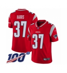 Men's New England Patriots #37 Damien Harris Limited Red Inverted Legend 100th Season Football Jersey