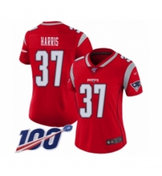 Women's New England Patriots #37 Damien Harris Limited Red Inverted Legend 100th Season Football Jersey