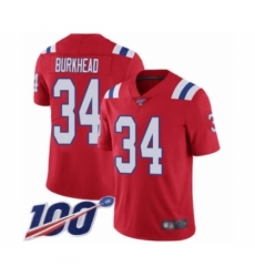 Men's New England Patriots #34 Rex Burkhead Red Alternate Vapor Untouchable Limited Player 100th Season Football Jersey