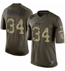 Men's Nike New England Patriots #34 Rex Burkhead Elite Green Salute to Service NFL Jersey