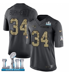 Men's Nike New England Patriots #34 Rex Burkhead Limited Black 2016 Salute to Service Super Bowl LII NFL Jersey