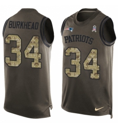 Men's Nike New England Patriots #34 Rex Burkhead Limited Green Salute to Service Tank Top NFL Jersey