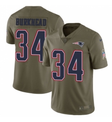 Men's Nike New England Patriots #34 Rex Burkhead Limited Olive 2017 Salute to Service NFL Jersey