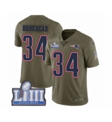 Men's Nike New England Patriots #34 Rex Burkhead Limited Olive 2017 Salute to Service Super Bowl LIII Bound NFL Jersey