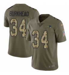 Men's Nike New England Patriots #34 Rex Burkhead Limited Olive/Camo 2017 Salute to Service NFL Jersey