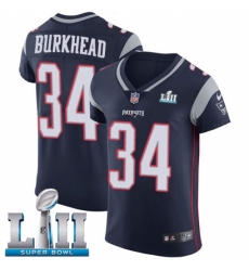 Men's Nike New England Patriots #34 Rex Burkhead Navy Blue Team Color Vapor Untouchable Elite Player Super Bowl LII NFL Jersey