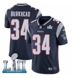 Men's Nike New England Patriots #34 Rex Burkhead Navy Blue Team Color Vapor Untouchable Limited Player Super Bowl LII NFL Jersey