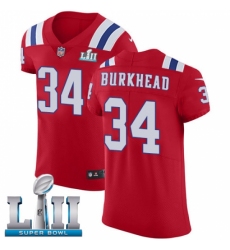 Men's Nike New England Patriots #34 Rex Burkhead Red Alternate Vapor Untouchable Elite Player Super Bowl LII NFL Jersey