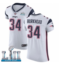 Men's Nike New England Patriots #34 Rex Burkhead White Vapor Untouchable Elite Player Super Bowl LII NFL Jersey