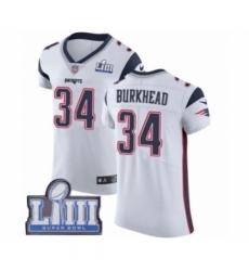 Men's Nike New England Patriots #34 Rex Burkhead White Vapor Untouchable Elite Player Super Bowl LIII Bound NFL Jersey