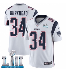 Men's Nike New England Patriots #34 Rex Burkhead White Vapor Untouchable Limited Player Super Bowl LII NFL Jersey