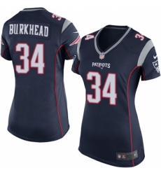 Women's Nike New England Patriots #34 Rex Burkhead Game Navy Blue Team Color NFL Jersey