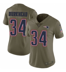 Women's Nike New England Patriots #34 Rex Burkhead Limited Olive 2017 Salute to Service NFL Jersey