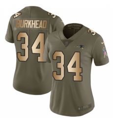 Women's Nike New England Patriots #34 Rex Burkhead Limited Olive/Gold 2017 Salute to Service NFL Jersey