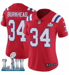 Women's Nike New England Patriots #34 Rex Burkhead Red Alternate Vapor Untouchable Limited Player Super Bowl LII NFL Jersey