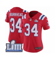 Women's Nike New England Patriots #34 Rex Burkhead Red Alternate Vapor Untouchable Limited Player Super Bowl LIII Bound NFL Jersey