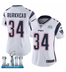 Women's Nike New England Patriots #34 Rex Burkhead White Vapor Untouchable Limited Player Super Bowl LII NFL Jersey