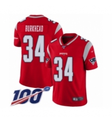 Youth New England Patriots #34 Rex Burkhead Limited Red Inverted Legend 100th Season Football Jersey