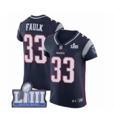 Men's Nike New England Patriots #33 Kevin Faulk Navy Blue Team Color Vapor Untouchable Elite Player Super Bowl LIII Bound NFL Jersey