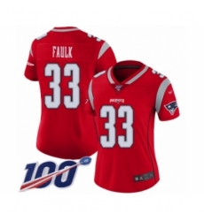 Women's New England Patriots #33 Kevin Faulk Limited Red Inverted Legend 100th Season Football Jersey