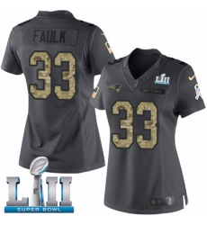 Women's Nike New England Patriots #33 Kevin Faulk Limited Black 2016 Salute to Service Super Bowl LII NFL Jersey