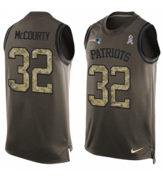 Men's Nike New England Patriots #32 Devin McCourty Limited Green Salute to Service Tank Top NFL Jersey