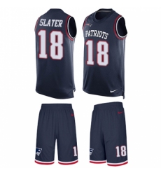 Men's Nike New England Patriots #18 Matthew Slater Limited Navy Blue Tank Top Suit NFL Jersey