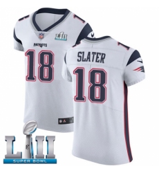 Men's Nike New England Patriots #18 Matthew Slater White Vapor Untouchable Elite Player Super Bowl LII NFL Jersey