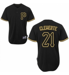 Men's Majestic Pittsburgh Pirates #21 Roberto Clemente Authentic Black Fashion MLB Jersey