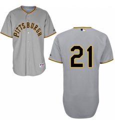 Men's Majestic Pittsburgh Pirates #21 Roberto Clemente Authentic Grey 1953 Turn Back The Clock MLB Jersey