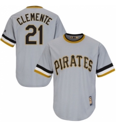 Men's Majestic Pittsburgh Pirates #21 Roberto Clemente Authentic Grey Cooperstown Throwback MLB Jersey