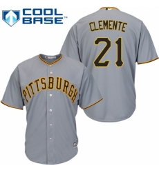 Men's Majestic Pittsburgh Pirates #21 Roberto Clemente Replica Grey Road Cool Base MLB Jersey