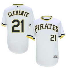 Men's Majestic Pittsburgh Pirates #21 Roberto Clemente White Flexbase Authentic Collection Cooperstown MLB Jersey