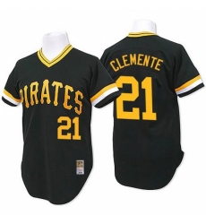 Men's Mitchell and Ness Pittsburgh Pirates #21 Roberto Clemente Replica Black Throwback MLB Jersey