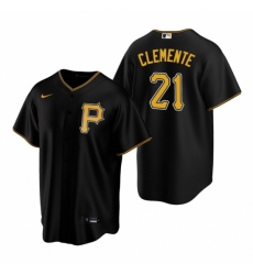 Men's Nike Pittsburgh Pirates #21 Roberto Clemente Black Alternate Stitched Baseball Jersey