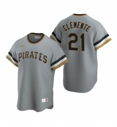 Men's Nike Pittsburgh Pirates #21 Roberto Clemente Gray Cooperstown Collection Road Stitched Baseball Jersey
