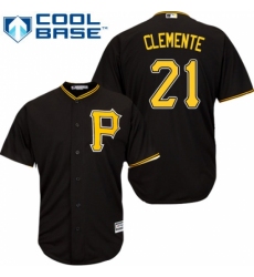 Youth Majestic Pittsburgh Pirates #21 Roberto Clemente Replica Black Alternate Cool Base MLB Jersey