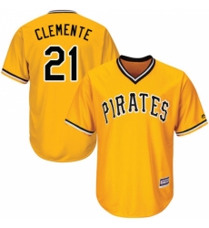 Youth Majestic Pittsburgh Pirates #21 Roberto Clemente Replica Gold Alternate Cool Base MLB Jersey