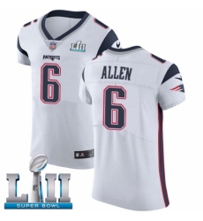 Men's Nike New England Patriots #6 Ryan Allen White Vapor Untouchable Elite Player Super Bowl LII NFL Jersey