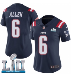 Women's Nike New England Patriots #6 Ryan Allen Limited Navy Blue Rush Vapor Untouchable Super Bowl LII NFL Jersey