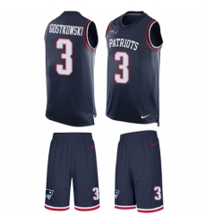 Men's Nike New England Patriots #3 Stephen Gostkowski Limited Navy Blue Tank Top Suit NFL Jersey