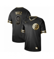 Men's Chicago Cubs #9 Javier Baez Authentic Black Gold Fashion Baseball Jersey